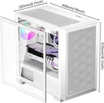 C3D310 Boîtier PC, Boîtier Gaming M-ATX, 2 Ventilateurs PWM ARGB 120 mm préinstallés, Panneau latéral en Verre trempé, Boîtier à Flux d'air élevé MATX/ITX, Blanc