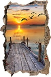 pixxp Rint 3D WD s2521 _ 92 x 62 Petit chevalet avec bezauberndem Coucher de Soleil percée 3D Sticker Mural Mural en Vinyle, Multicolore, 92 x 62 x 0,02 cm