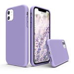 SURPHY Liquid Silicone Case Compatible with iPhone 11 Case, Soft Rubber Full Body Thickening Design Shockproof with Microfiber Cloth Lining 6.1 inch Phone Case for iPhone 11, Light Purple