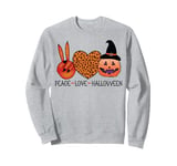 Peace love Halloween Pumpkin witch hat fingers women girls Sweatshirt