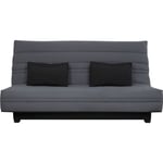 Banquette Clic clac NUAGE 3 places - Tissu Gris - Matelas SIMMONS - Couchage 188x138 cm - L194 x P98 x H102 cm