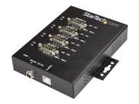 StarTech.com 4 Port Serial Hub USB to RS232/RS485/RS422 Adapter, Industrial USB 2.0 to DB9 Serial Converter Hub, IP30 Rated, Din Rail Mountable Metal Serial Hub, 15kV ESD Protection - 6ft Locking Cable Incl - Seriell adapter - USB 2.0 - RS-232/422/485 x 4 + USB 2.0 x 1 - svart - TAA-samsvar