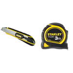 STANLEY FATMAX Cutter à Cartouche - Chariot en Acier Inoxydable, 6 Lames 18 mm Incluses & STANLEY Mesure 3 m x 13 mm Bi-Matière Tylon - Métre à Ruban Léger, Compact et Ergonomique