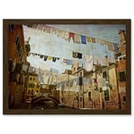 Artery8 Clotheslines Venice Washing Line Laundry By Cityscape A4 Artwork Framed Wall Art Print