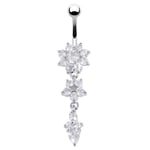 Crystal Ring Body Dangle Ball Skivstång Navel navel silver