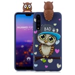 Huawei P20 Pro 3D Söpö Nukke Kuvio TPU Puhelin Kuori - Poika Pöllö Monivärinen