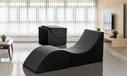 Talamo Italia Pouf Clever, pliable en chaise longue, similicuir, noir, 50 x 70 x 50 cm, Simili cuir, Seul