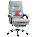 Vinsetto Office Chair, Ergonomic Desk Chair with 6-Point Vibration Massage and Back Heating, Microfibre Computer Gaming Chair with 135° Reclining Back and Footrest, Grey