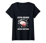 Womens Gym Grind Mind Refined Bodybuilding Funny Gym Rat V-Neck T-Shirt