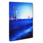 Big Box Art The Burj al Arab Hotel in Dubai in Abstract Canvas Wall Art Framed Picture Print, 30 x 20 Inch (76 x 50 cm), Blue, White, Blue, Red