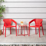 Salon de jardin Extérieur Meuble Patio 3 pcs Table 2 Places en Rouge Homestyle4u