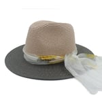 YuanBo WU 2017 Dames de la Mode Chapeau de Soleil for Les Femmes Paille Chapeau de Plage avec du Ruban de Tissu for élégante Dame Panama Chapeau Bowknot Fedora Hat (Color : 3, Size : 57cm-59cm)