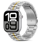 Tasikar Compatible avec Bracelet Apple Watch 49mm 46mm 45mm 44mm 42mm Premium Métal Acier Inoxydable Bracelet Compatible avec Apple Watch SE 2 SE Séries 10 9 8 7 6 5 4 3 2 1, Argent-Or