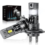 AGPTEK Ampoules H7 LED avec Ventilateur 16000LM, 600% Lumière Blanc H7 Lampe Voiture 80W 6000K Anti-Erreur, Kit Feux de Croisement Route Ampoule H7 Moto pour Rechange Lampes Halogène et Xénon-2 PCS