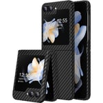 memumi Carbon Coque pour Galaxy Z Flip5, 0.5 mm Ultra Fine Protection en Fibre d'aramide, Coque en Carbone Durable et Antidérapant Doux au Toucher, Carbon Fiber Case pour Galaxy Z Flip 5