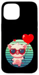 Coque pour iPhone 15 Saint Valentin Porcinet Cœur Amoureux Amour Ballon Mignon