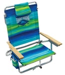 Tommy Bahama 5-Position Classic Lay Flat Folding Backpack Beach Chair Sac à Dos Chaise de Plage, Aluminium, Bleu/Vert, 23" x 25,25" x 31,5"