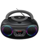 Denver TCL-212BTGREY Lecteur de CD Portable Boombox. Radio FM. Bluetooth. Haut-parleurs Volume 4W. Entrée AUX. Lecture MP3 Via USB Noir/Gris