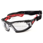 Lunettes / Masque Bollé Safety Rush+ Oculaires Incolores Branches Rouges Kit Mousse Et Bandeau Élastique Réglable Verres Anti-Buée Platinum Protection Sport De Glisse Kite Surf Escalade Équitation