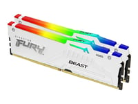 Kingston FURY Beast RGB - DDR5 - kit - 64 Go: 2 x 32 Go - DIMM 288 broches - 6400 MHz / PC5-51200 - CL32 - 1.4 V - mémoire sans tampon - on-die ECC - blanc