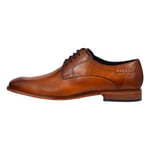 bugatti Homme Chaussure basse business en cuir, Derby avec finition bicolore et semelle intérieure souple, Cognac, 45 EU