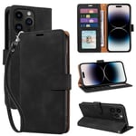 GOTOURED for iPhone 14 Pro Max Case Wallet,Phone Case 4 Card Slots, [RFID Blocking] [Wrist Strap] [Kickstand] Magnetic Shockproof Protective Leather Flip Cases Cover for iPhone 14 Pro Max (Black)