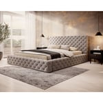 Christiana - lit coffre - 180x200 - sommier inclus - en velours - taupe