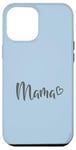 Coque pour iPhone 15 Pro Max Gris Bleu Clair Cœur Maman