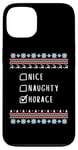 iPhone 13 Nice, Naughty, Horace Christmas Ugly Sweater Style Case