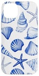 Coque pour iPhone 14 Plus Été côtier bleu coquillage, étoile de mer, femme