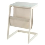 Table de jardin Santorin en aluminium et verre coloris sable L.40 x l.38 x H.56 cm