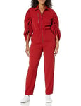 The Drop Women's Flame Scarlet Zip Front Woven Jumpsuit by @kass_stylz, L