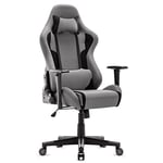 IntimaTe WM Heart Chaise Gaming, Fauteuil Gaming en Tissu Racing Chaise de Bureau Ergonomique,Siège Pivotant Haut Dossier Inclinable (Gris)