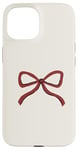 Coque pour iPhone 15 Coquette esthétique bordeaux bordeaux avec nœud rouge