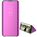 Hülle® Plating Flip Mirror Case Compatible for Xiaomi Redmi Note 9 Pro Max (Glamour Purple)