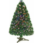 Goplus - Sapin de Noël Artificiel Fibre Optique 90CM avec Socle,Décoration de Noël,85 Branches Touffues,Feuilles en pvc