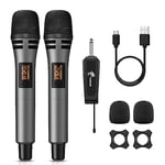 TONOR Micro Karaoke sans Fil, UHF Microphone Dynamique Chant Portable à Main avec Récepteur Rechargeable pour Karaoké Discours Mariage DJ Spectacles église Classe Conférences TW320 Gris