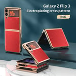 Samsung Galaxy Z Flip3 5G Electroplating Cross (Red) Hard PC Case  Red