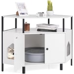 Goplus - Maison de Toilette pour Chat, Meuble Litière pour Chats Design Hectangulaire avec Étagère Ouverte, 2 Entrées Côté, Double Porte, Grand