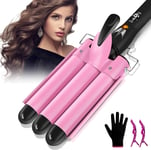 3  Barrels  Hair  Curler -  25Mm  Curling  Iron  Tongs  Hair  Waver  Mermaid  Wa