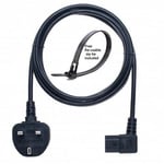 IEC C13 Power Cable Right Angled Long PC 3 Pin Power Cable Lead  - 5 Meter Black