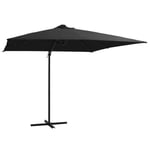 Parasol déporté avec LED et mât en acier 250x250 cm Noir - SALUTUYA - TJ43401