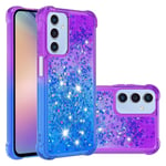 SKALO Samsung A16 Juoksuhiekka Glitter Sydämet TPU kuori - Violetti-Sininen