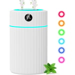 Humidificateur d'air Double Spay avec Écran LED, Humidificateur d'air bébé Ultrasonique Silencieux de 2L avec Lumière 7 Couleurs, Humidificateur