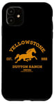 Coque pour iPhone 11 Yellowstone Dutton Ranch Est. 1886 Running Horse Brown Logo