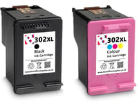 Refilled 302XL Black & Colour Ink Cartridge Combo fit HP Officejet 3833