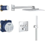 Grohe Grohtherm SmartControl Set de douche tout en 1 avec douche de tête 31cm + Douchette 1 jet, Chrome (34712000-310CUBE)