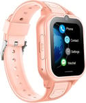 Montre Connectée Enfant 4g Gps Pour Garçon Fille Traceur Gps Enfant Étanche Gps+Wifi+Lbs Géolocalisation Geofence Montre Appel Vidéo Sos Caméra Message Réveil Mode Classe Musique Rose