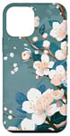 iPhone 12 mini Japanese White Cherry Blossom Sakura Flower Blue Background Case