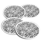 4x Round Stickers 10 cm - BW - US Dollar Bill Currency Money  #35748